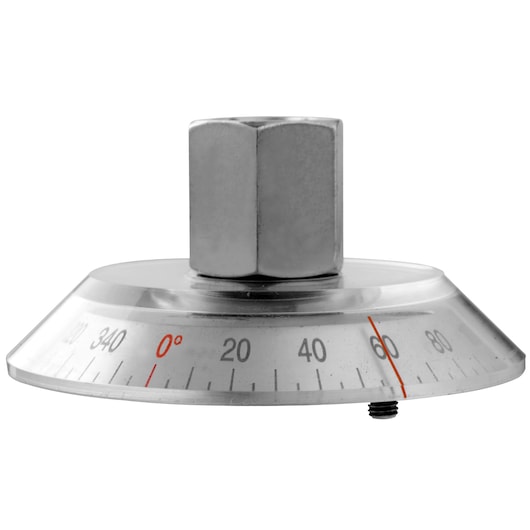 Facom DMP_360L angle gauge with rotary scale, silver metal finish, front view on white background.