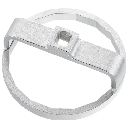 Facom DP88-16 oil filter wrench, silver metal, round design, top view on white background.