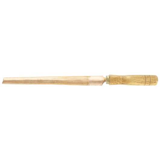 Facom DRD_MD300SR hand file with tapered blade and wooden handle, side view on white background.
