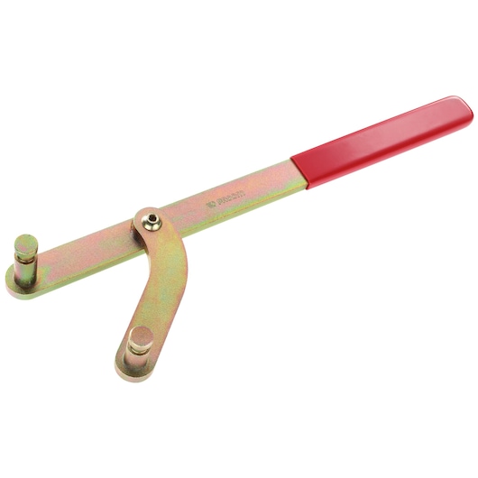 Facom DT_CLE adjustable spanner wrench with double pins and red handle, product photography, side angle.