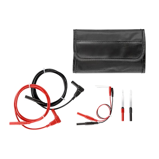 Facom DX_SET multimeter test leads and probes with black carrying case, front angle, white background.