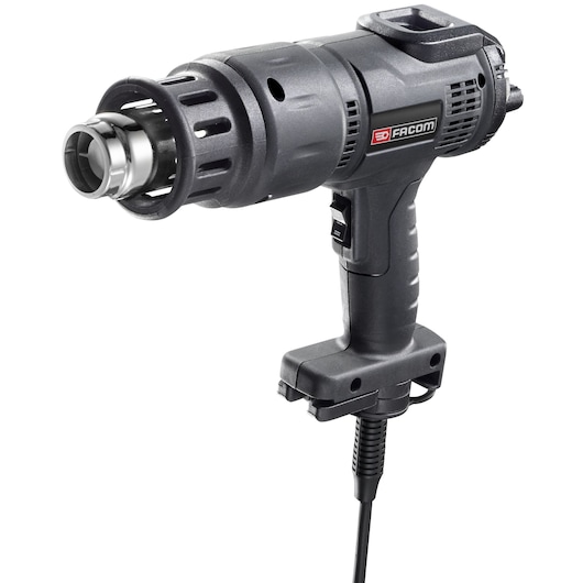 Facom E2015 heat gun with ergonomic black handle, side angle on white background.