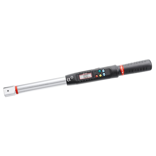 Facom E_316-135D digital torque wrench with black handle, digital display, and silver shaft, side angle, white background.