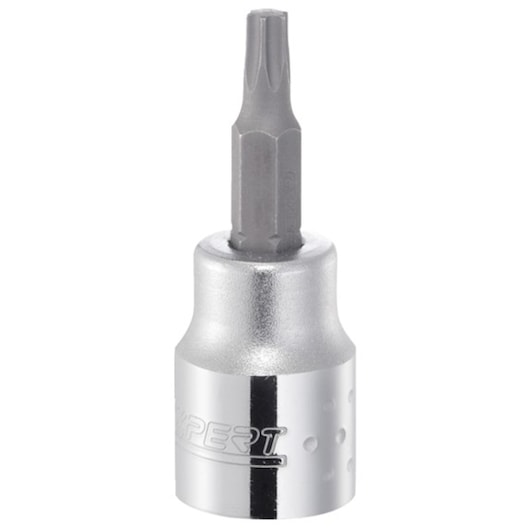Facom E030912 silver Torx bit socket, front angle on white background.