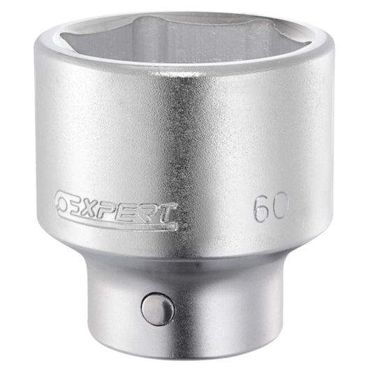 Facom E034102 silver socket, 60 mm size, Expert series, side angle on white background.