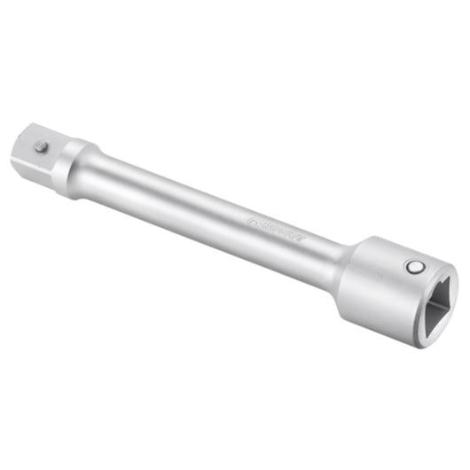 Facom E034502 silver extension bar, side angle, socket accessory for hand tools on white background.