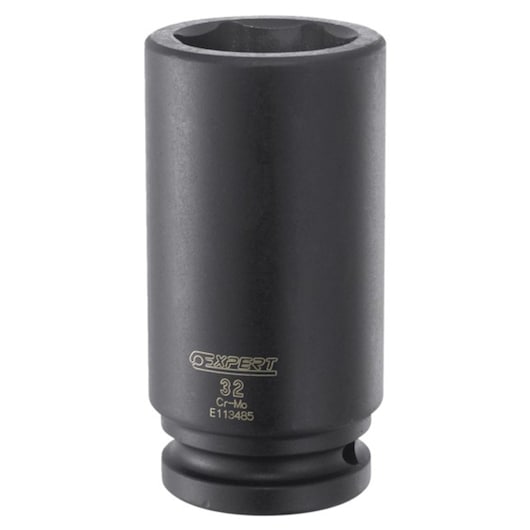 Facom E041301 black deep impact socket front angle, cylindrical shape and Expert logo visible.