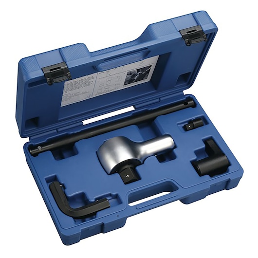 Facom E100103 kit with metal tools in blue carrying case, photography angle showing contents.