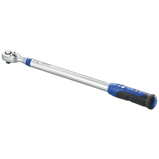 Facom torque wrench E100108 with blue and black grip, silver shaft, side angle on white background.