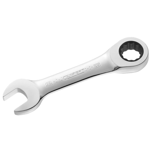 Facom E110914 ratcheting combination wrench, silver finish, product angle on white background.