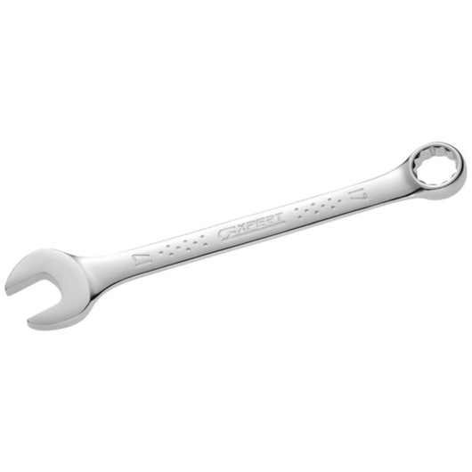 Facom E113212 chrome combination wrench, white background side angle.