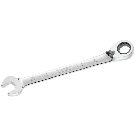 Facom E113303 chrome combination ratcheting wrench, 13 mm size, side view on white background.