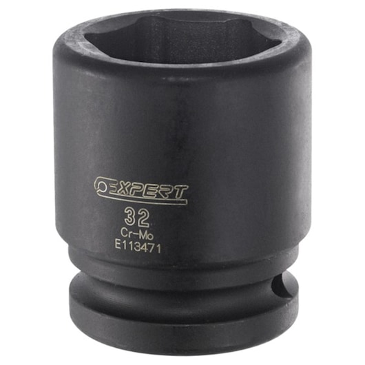 Facom E113473 black impact socket, Expert branding, 32 mm size, front angle on white background.