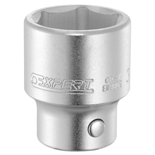 Facom E113810 silver socket, hexagonal, side angle, tool photography.