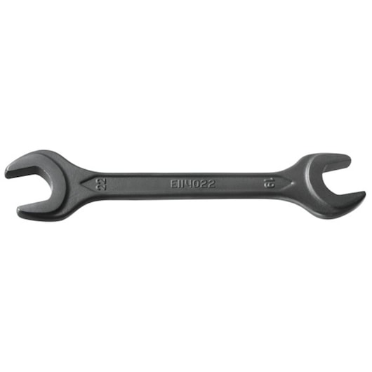 Facom E114020 open-end wrench with dual sizes, dark finish, product photo on white background.