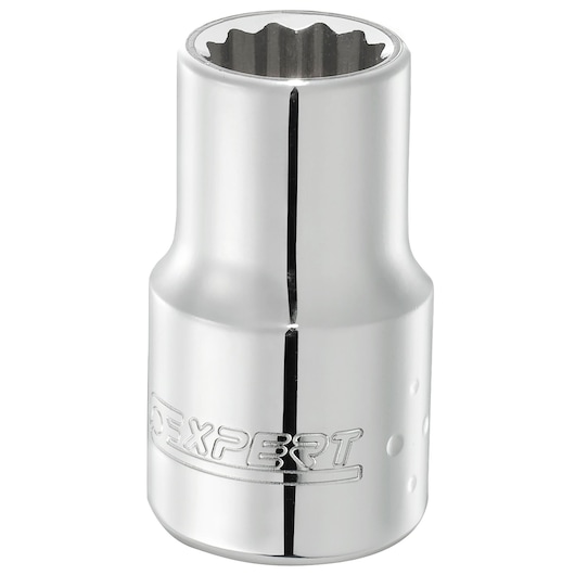 Facom E117055 chrome socket, Expert series, 12-point, side angle on white background.