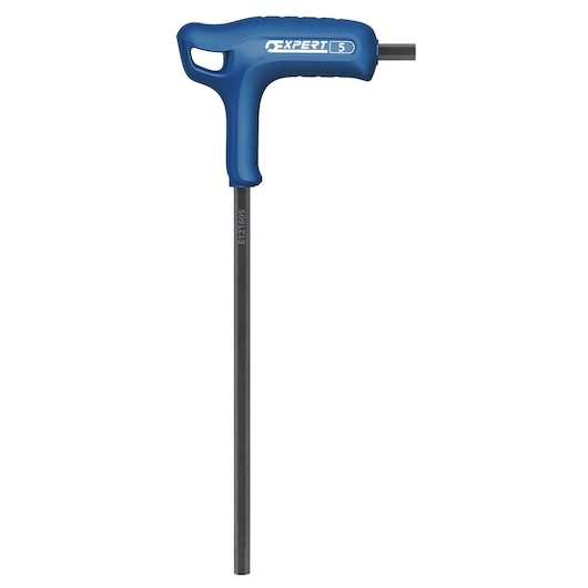 Facom E121605 T-handle hex key, blue ergonomic grip, front view on white background.