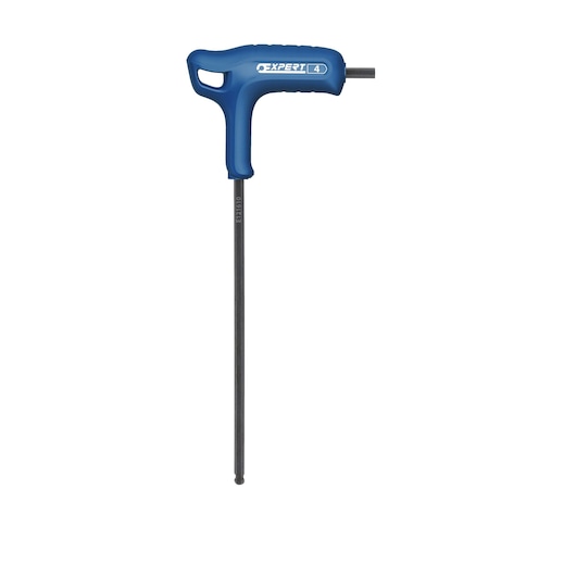 Facom E121614 blue T-handle hex key photographed from front on white background.