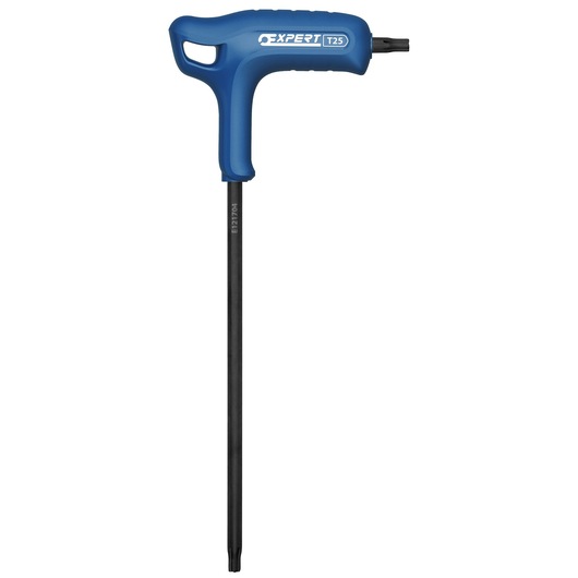 Facom E121704 blue T-handle Torx key with long black shaft, front angle on white background.