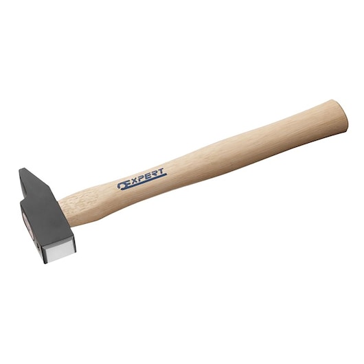 Facom E154665 hammer with wooden handle, black metal head, side angle on white background.