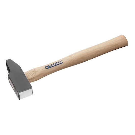 Facom E154669 hammer with a light wood handle and black head, side view on white background.