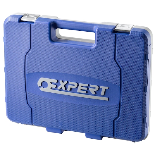 Facom E200516 blue plastic tool case with Expert logo, front angle on white background.
