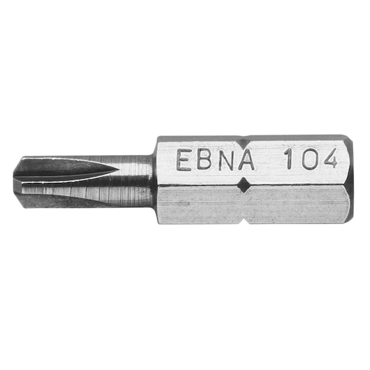 Facom EBNA_104 screwdriver bit, silver, hex shank, photographed on white background.