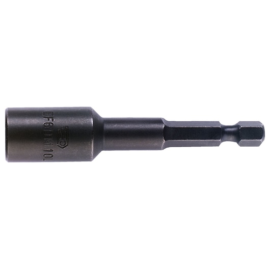 Facom EF_6DM13L black hex nut driver bit, photographed from the side on white background.