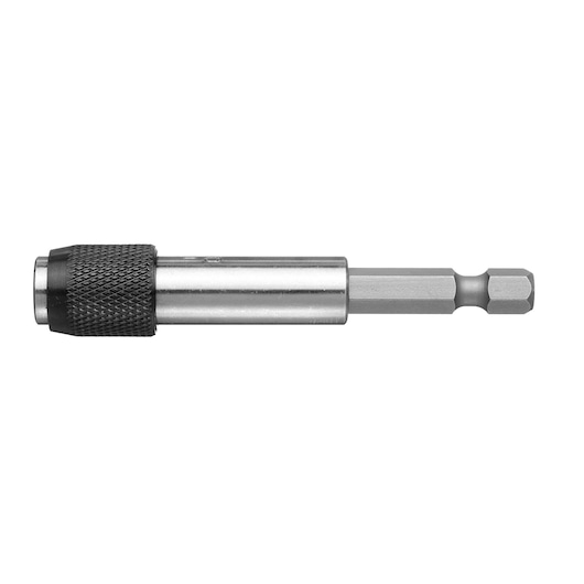 Facom EF6P6 bit holder with knurled black grip, silver body, side view on white background.