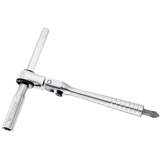 Photo of Facom EF.R180 T-handle ratchet tool with silver metal finish, shown at angled view on white background.