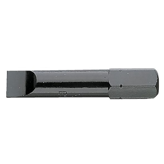 Facom ENS_316 black hexagonal flat screwdriver bit, side angle on white background.