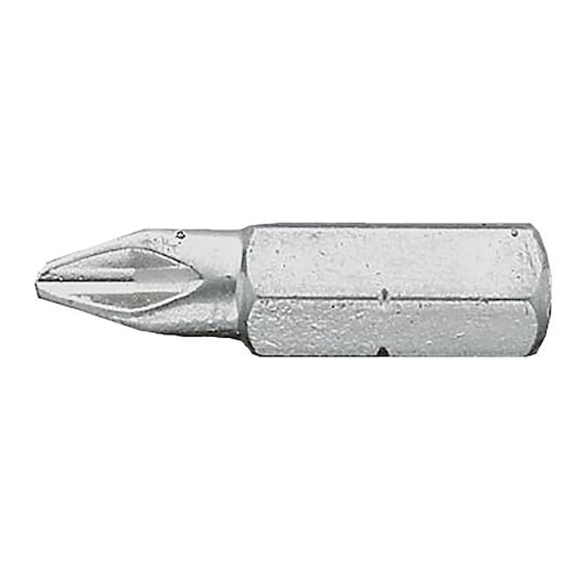Facom EP_202 silver Phillips screwdriver bit side view, hexagonal base, photography on white background.