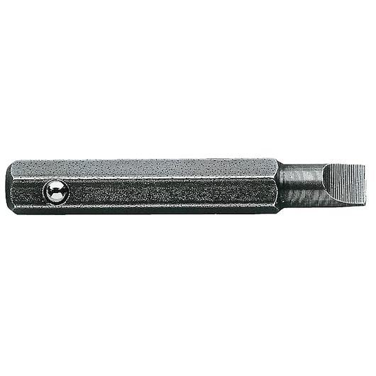 Facom ES_004_5 steel hex screwdriver bit, side angle, on white background.