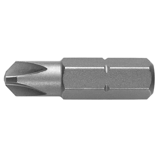 Facom ETORM.101/4 silver Phillips screwdriver bit, hex shank, side view, white background.