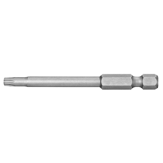 Facom EX_610 silver Torx screwdriver bit, side angle, hex shank, precision tool photography.