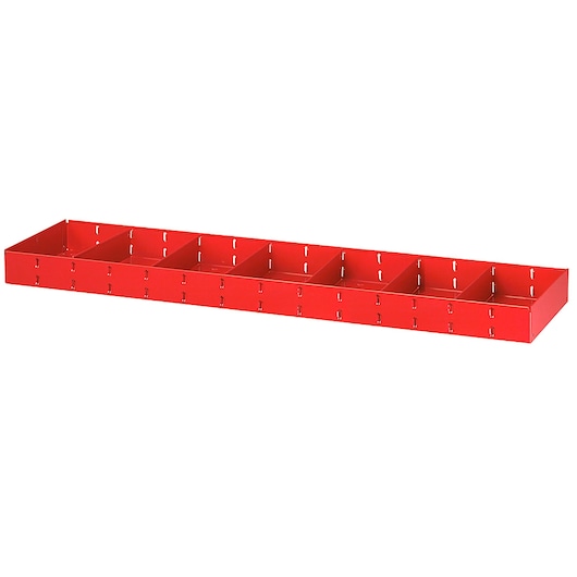Facom F50020032 red metal organizer tray with eight compartments, product photography, angled view.