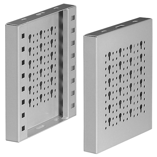 Facom F50030049 silver metal panels with keyhole slots, shown at two angles on white background, tool storage accessory.