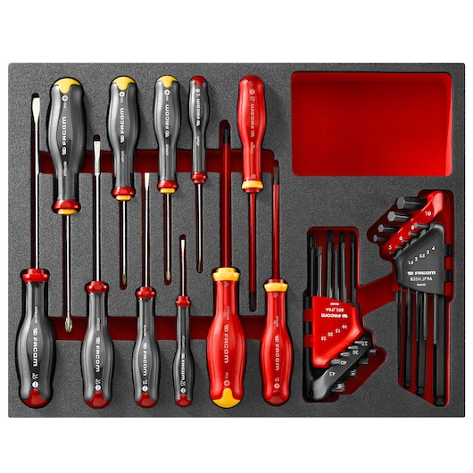 Matrix foam module of screwdrivers and keys, 28 tools