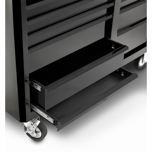 Facom black mobile tool chest with open drawers, side angle, SKU FAS_21BK.