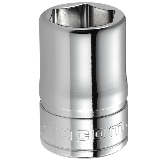 Facom chrome finish socket, SKU J_10H, shown upright on white background, product photography.