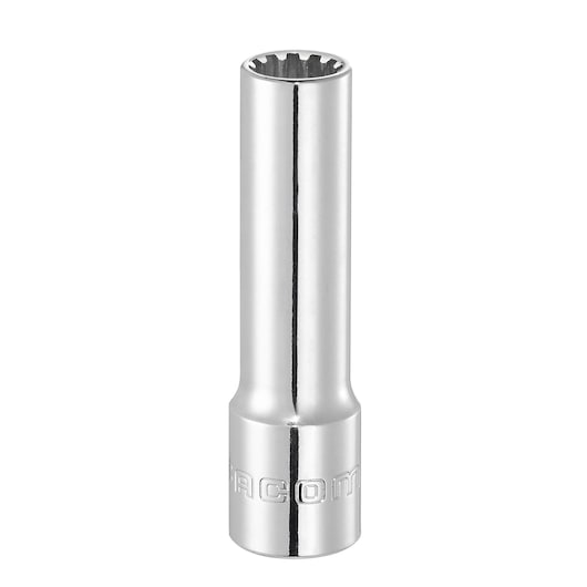 Facom J16SEL chrome long socket tool, front angle on white background.