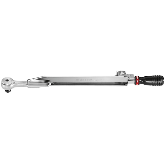 Photo of Facom J_203DA torque wrench with black and red handle, shown from the side on white background.