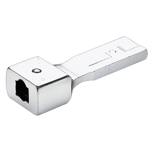 Facom J_274 chrome-plated socket adapter tool, side angle, white background.