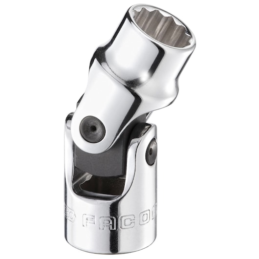 Facom J.9/16F chrome universal joint socket side angle photo, tool for automotive and mechanical work