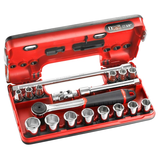 3/8" Socket Set 18PCS - DBOX Performance Round Head Ratchet