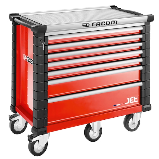 Roller cabinet, 7 drawers, l 948 x h 421 mm, 5 modules per drawer, 0,46 m² top