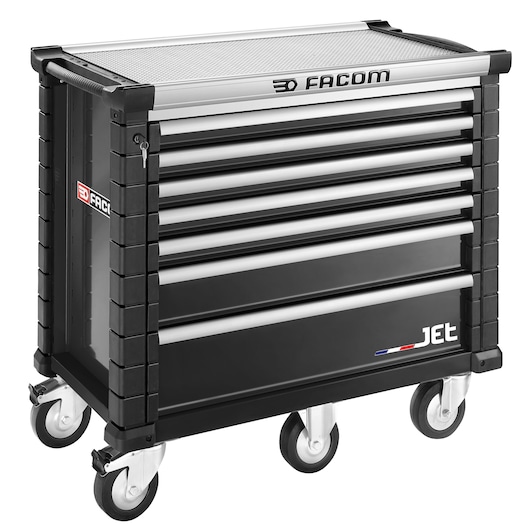 Roller cabinet, 7 drawers, l 948 x h 421 mm, 5 modules per drawer, 0,46 m² top