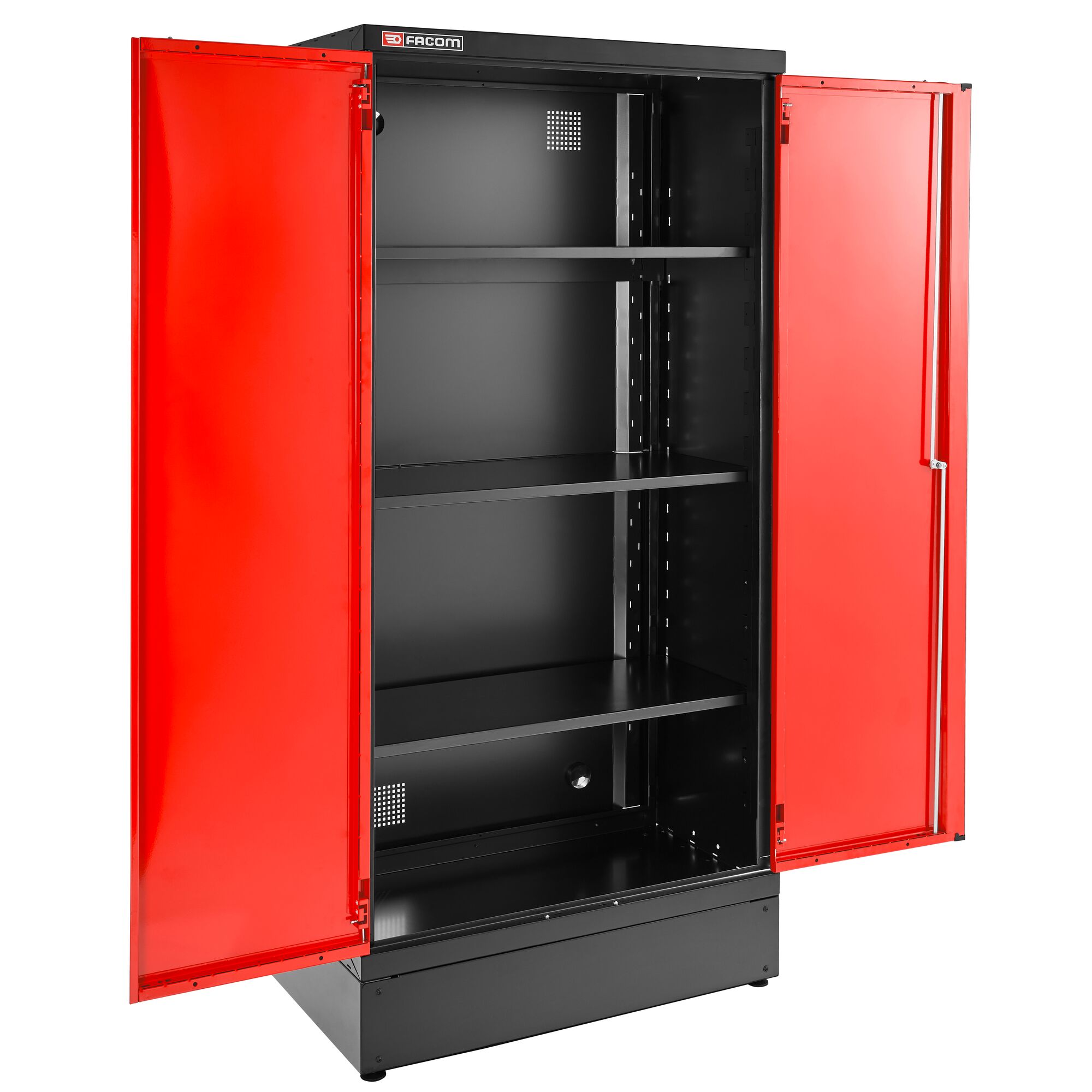Cabinet 2 Solid Doors, 3 Shelves, L 1000 x D 506 x H 2060 mm, Red