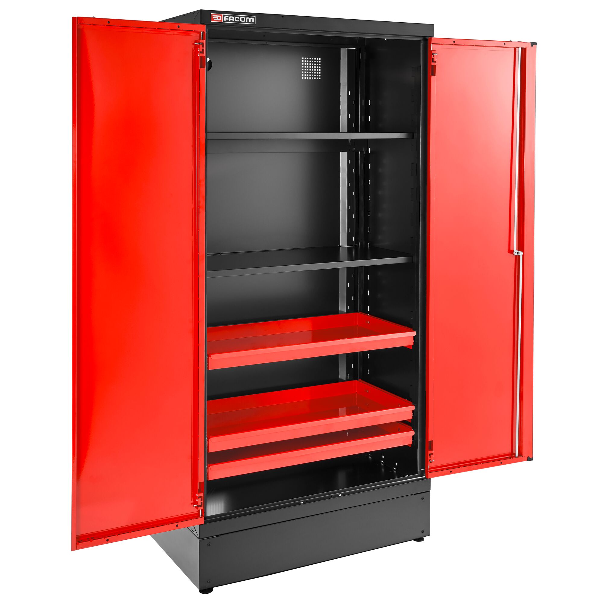 キャビネット2/2 Cabinet 2 Solid Doors, 3 Shelves, L 1000 x D 506 x H 2060 mm, Red
