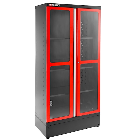 JLS3 STORAGE CABINET H 2M 2 GLAZED DOORS L1000MM RED